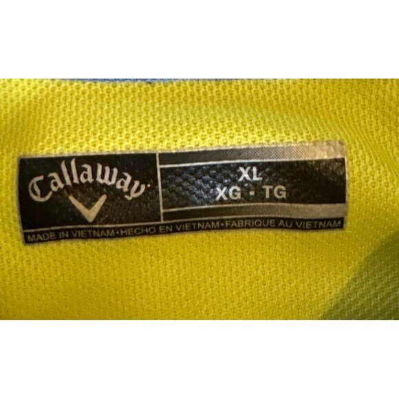 Callaway Polo Mens XL Lime Yellow Green Shirt Short Sleeve Golf Top Black Trim - Picture 3 of 9